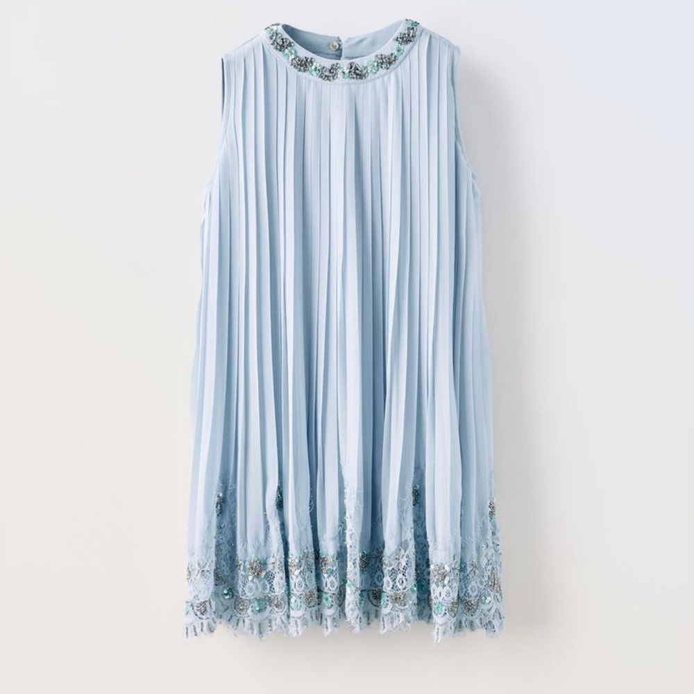 ZARA Pleated Dress with Beading